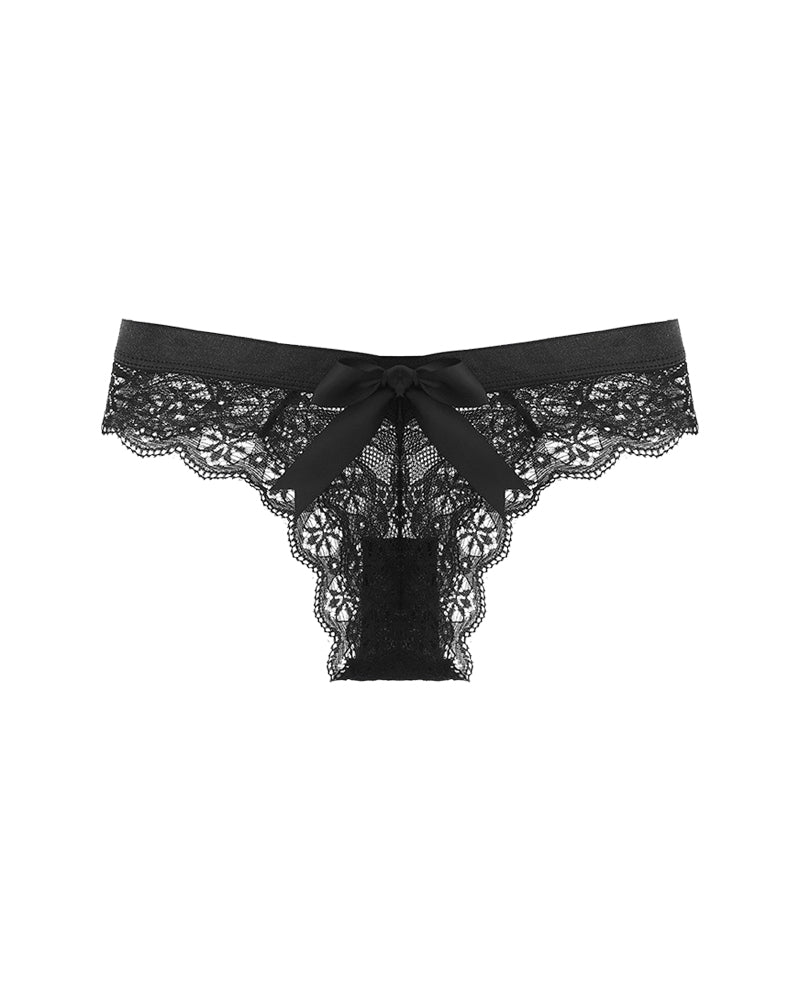 4 Sets Low waist seamless breathable bow lace panties