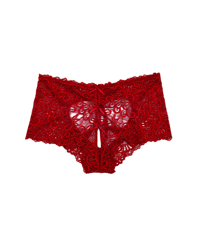 4 Sets Sexy Lace Heart-Shaped Design Hollow Jacquard Women's Mid-Waist Underwear