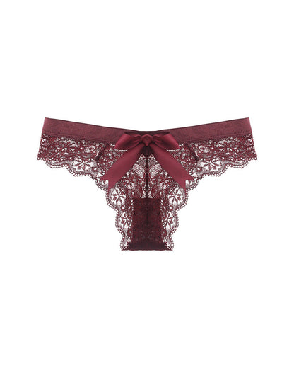 4 Sets Low waist seamless breathable bow lace panties