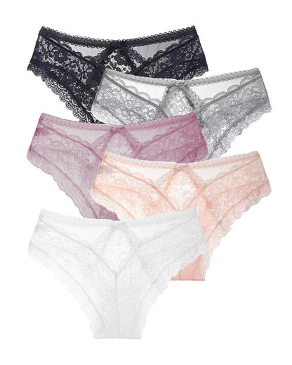 5 Sets Summer lace low waist mesh breathable women's panties