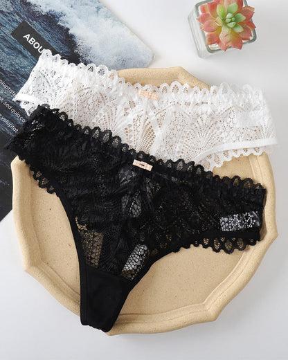 2 Sets Transparent Hollow Cross Lace Lace Thong